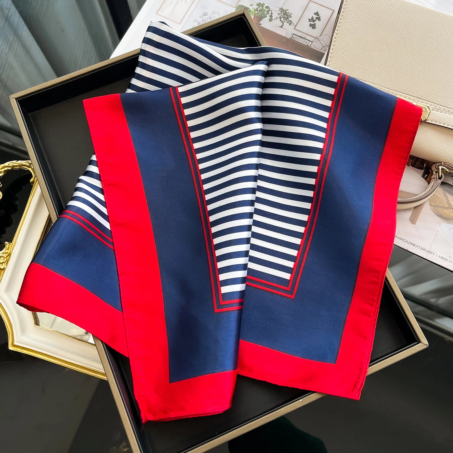 Luxury Satin Silk Hair Square Scarf