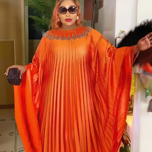 African Pleated Long Maxi Dress