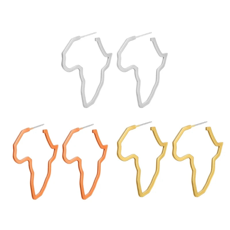 Africa Map Exaggerate Larger Earring