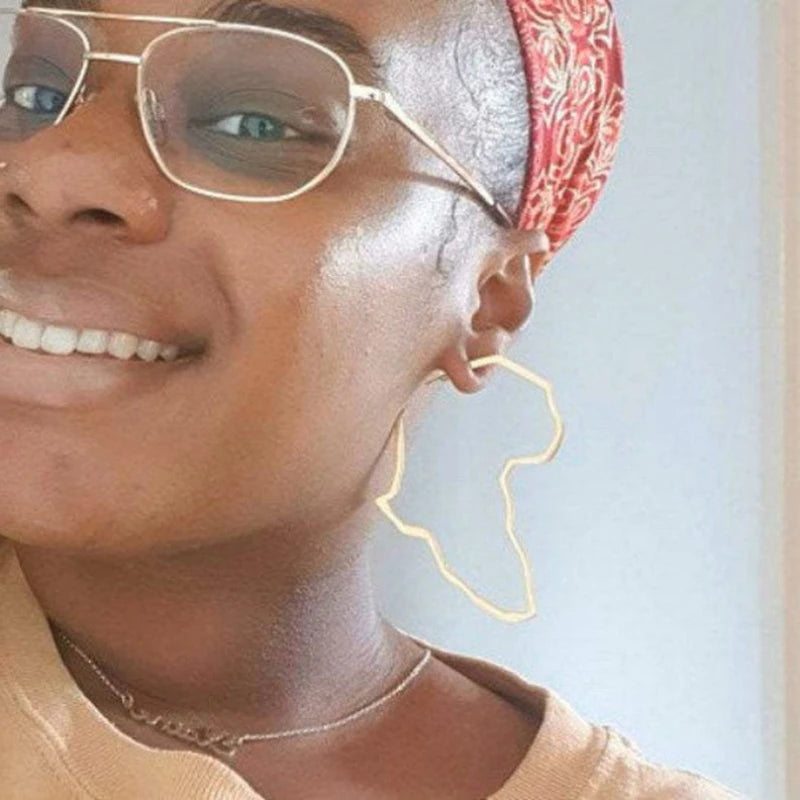 Africa Map Exaggerate Larger Earring