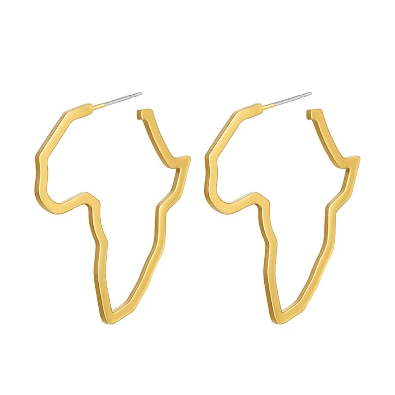 Africa Map Exaggerate Larger Earring