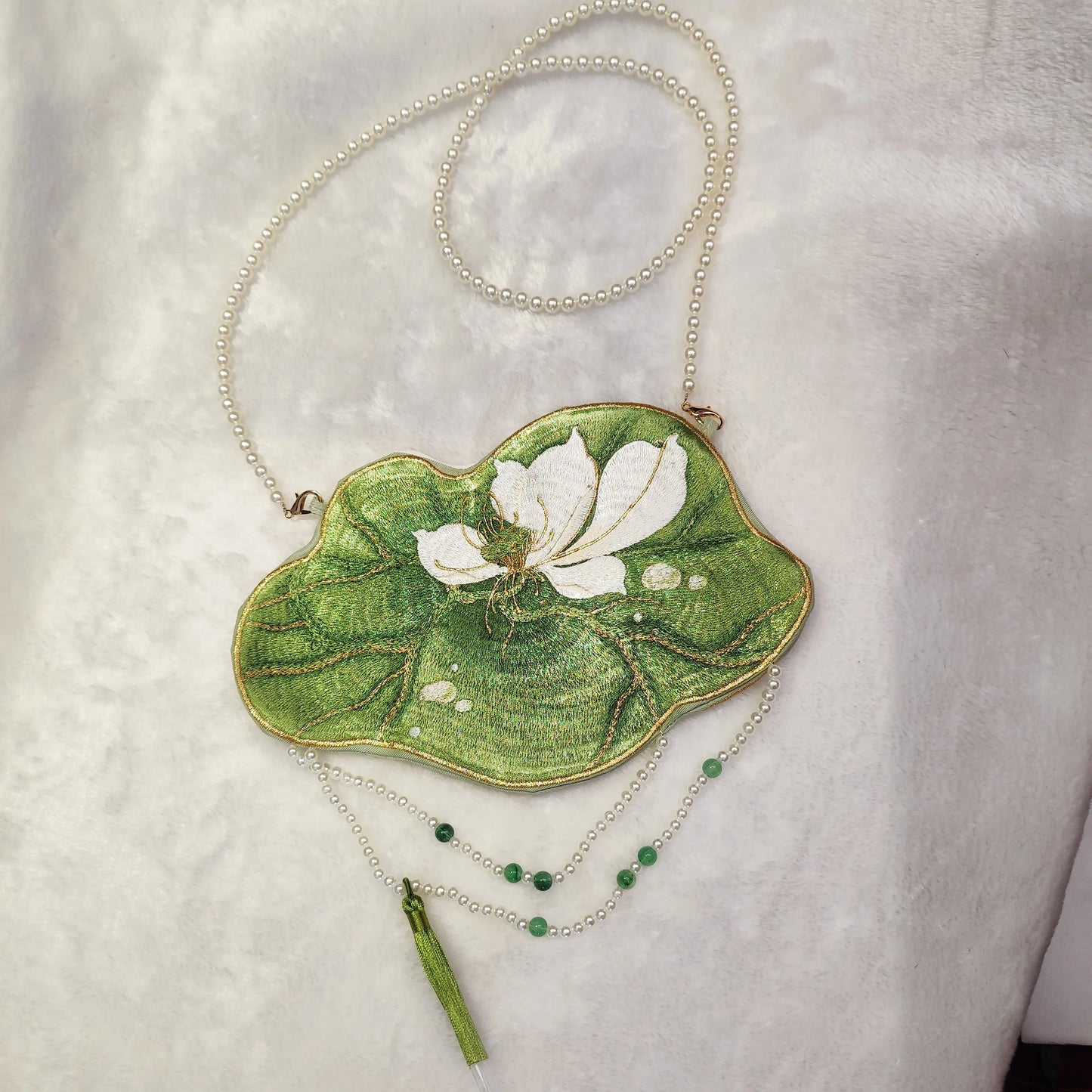 Embroidery Handmade Bag Pearl Chain